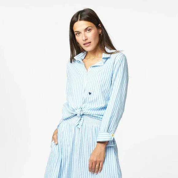 Kerri Rosenthal Mia Cabana Striped Shirt Tunic Top Buttondown Cotton XS 275522